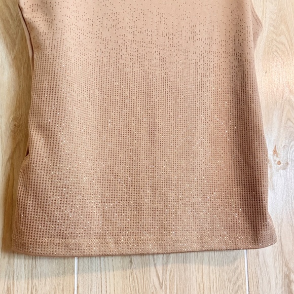 Vintage Small Tan and Gold Sparkle Stretch Tank 90s 2000s - Picture 3 of 6